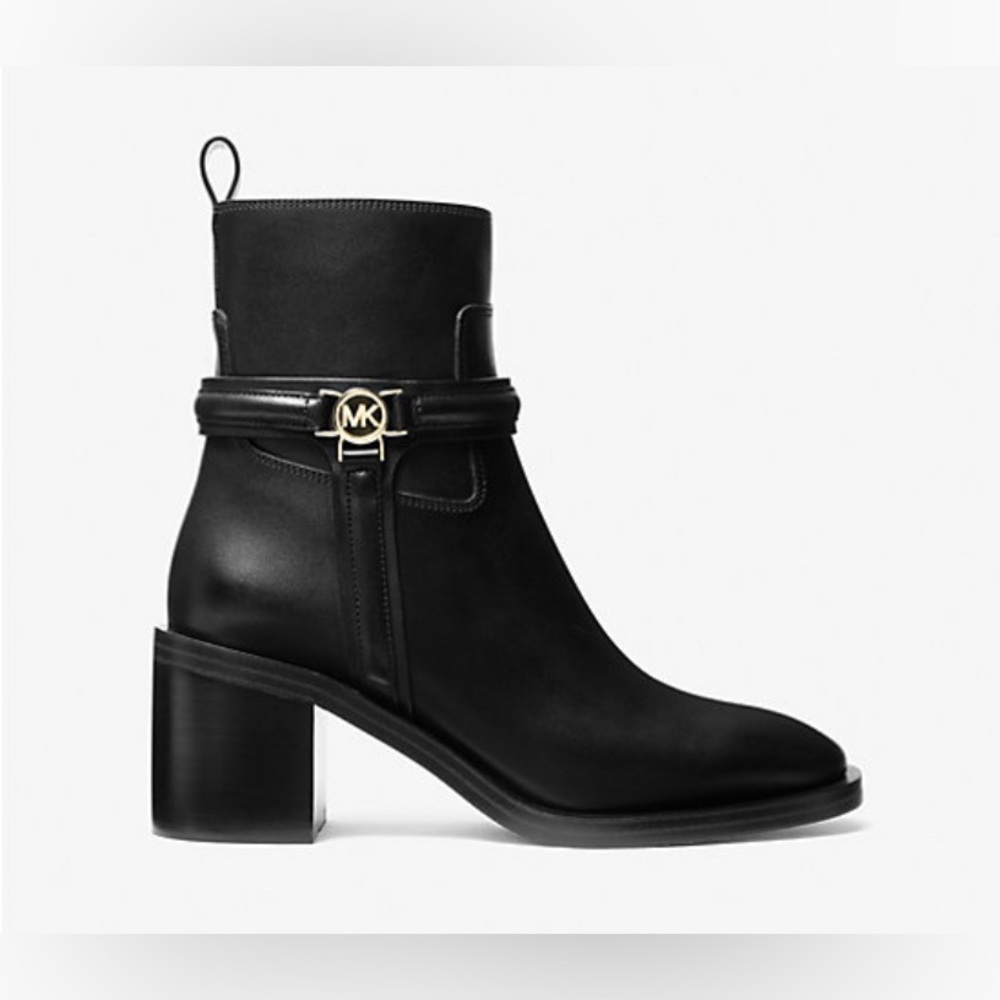 MICHAEL KORS 100% LEATHER MINDY Block Heel Bootie NEW IN BOX | MSRP $295 | S 8.5 - Picture 4 of 14